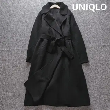 유니클로 울 혼방 더블 페이스 롱 코트 리버 코트 블랙 XL