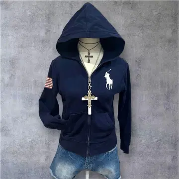 폴로 랄프로렌 빅 포니 자수 풀 집업 후드티 성조기 네이비