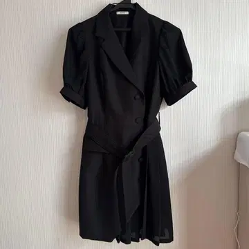 블랙 원피스 반팔 허리 벨트 포함