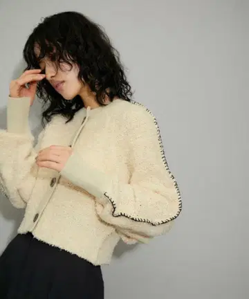 ADAM ET ROPE [WEB 한정판] 믹스 트위드 니트 가디건