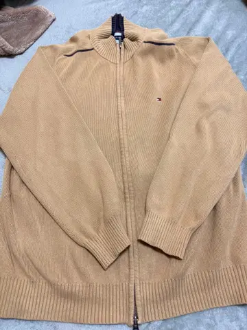 TOMMY 지퍼 플리스? 베이지 L 사이즈 원포인트 구제 의류