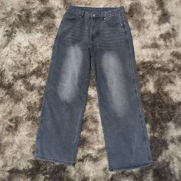 스트레이트 데님 청바지 구제 의류 남성용 여성용 팬츠 러프 스타일