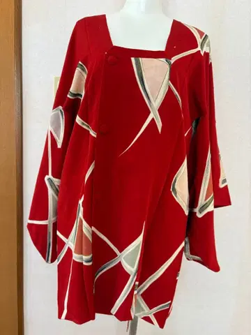 도효기 긴 코트 순수 실크 앤티크