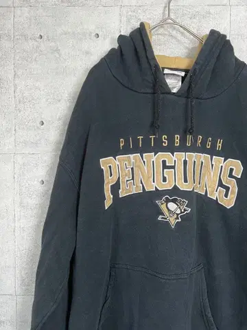 해외 구제 의류 NHL PENGUINS 후드티 블랙 자수 로고