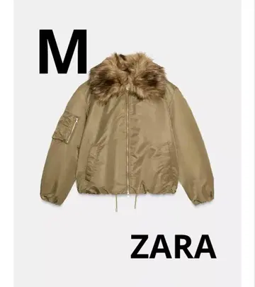 ZARA 자라 인조 모피 옷깃 봄버 자켓 M