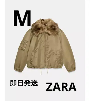 ZARA 자라 인조 모피 옷깃 봄버 자켓 M