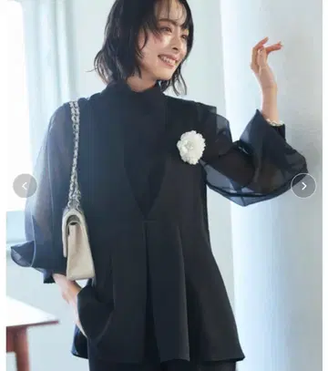 [ 새상품급 ] [ 빅 사이즈 ] 시스루 소매 셋업 포멀 드레스