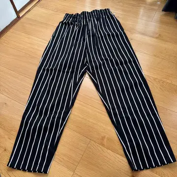 Cookman 쿠크만 셰프 팬츠 L 블랙 스트라이프 화이트