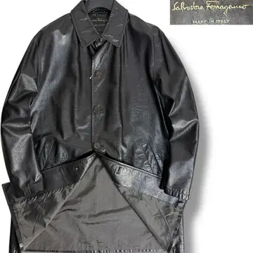 J6446 새상품급 살바토레 페라가모 리얼 가죽 코트 블랙 48