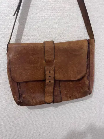 vintage 천연 가죽 숄더백