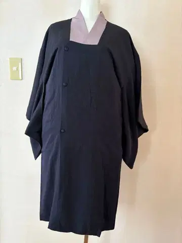 순수 실크 도행장 코트 다크 네이비