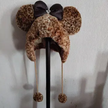 디즈니 레오파드 무늬 팬캡 브라운