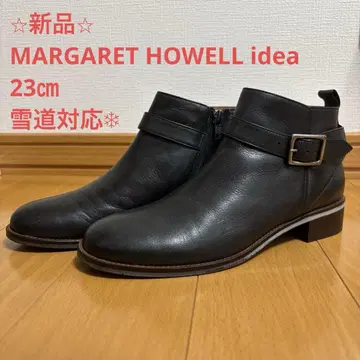 마가렛호웰 아이디어 가죽 숏부츠 스트랩 블랙