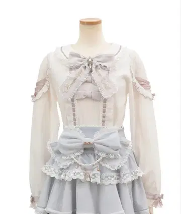 LIZLISA 리즈리사 티아라 리본 리브 컷 블라우스 핑크