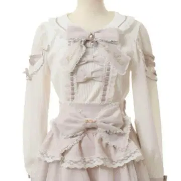 LIZLISA 리즈리사 티아라 리본 리브 컷 블라우스 핑크