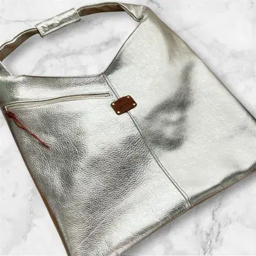 핸드메이드 천연 가죽 실버 토트백