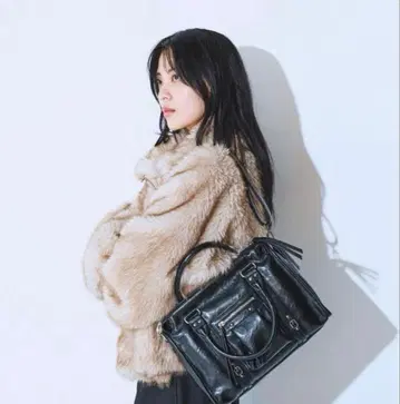 [새상품급] JEANASIS 앤티크 인조 가죽 보스턴 블랙