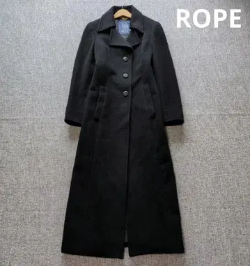 로페 일본제 미 실루엣 캐시미어 혼방 체스터 코트 롱 기장 블랙