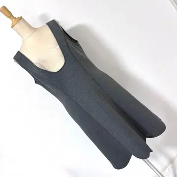 엠즈 그레이시 뒷 리본 스캘럽 오버롤 스커트 그레이 k