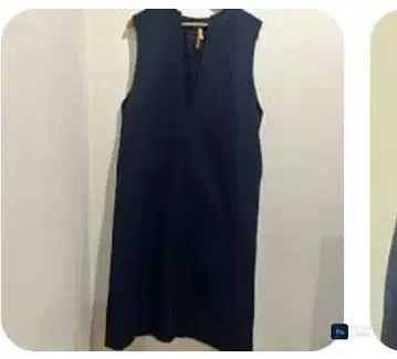 언타이틀 슬래시넥 오버롤 스커트 원피스 네이비 2L