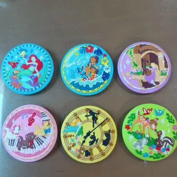 디즈니 캐릭터 자수 캔뱃지 6종 세트