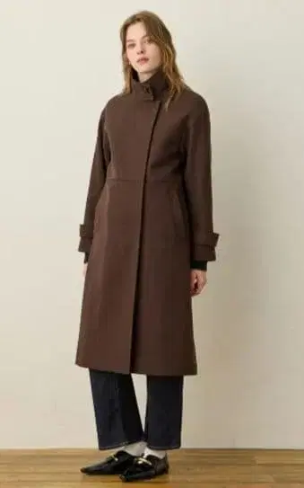 새상품 LE SOUK HOLIDAY 페이크 울 스탠드 카라 롱 코트