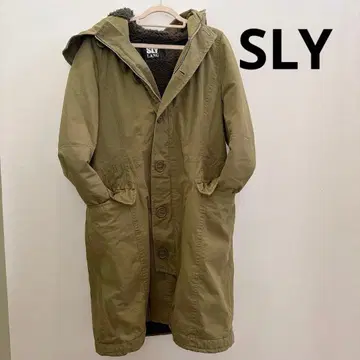 SLY LANG 플리스 안감 모즈 코트 카키색 아우터