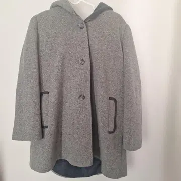 noa-ge 그레이 후드 부착 울 코트