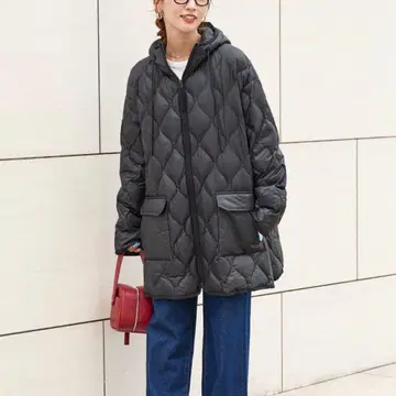 TAION x FREAK'S STORE 후드 미들 기장 소프트 다운 코트