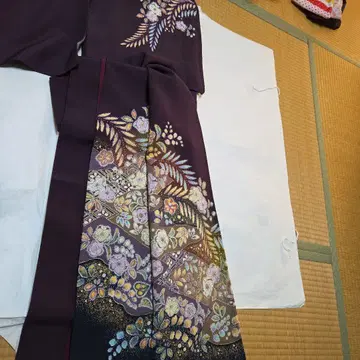 보라색 호몬기 순수 실크 츠지가하나 패턴