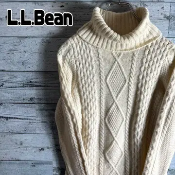 엘엘빈 터틀넥 케이블 니트 여성용 M 아이보리