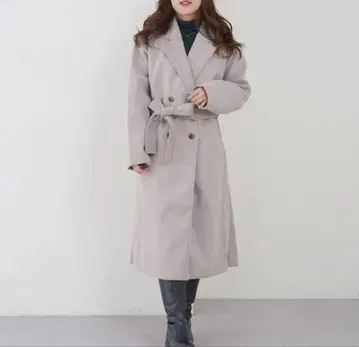 올리브데올리브 롱 더블 테일러드 코트 그레이