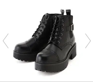 YOSUKE 블랙 레이스업 부츠 합성 피혁