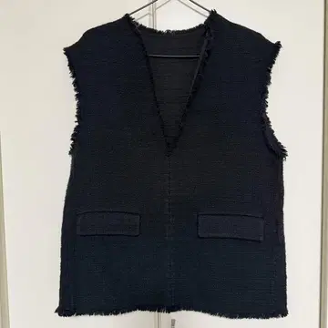 [ 당일 발송 가능 ] Mila Owen 트위드 플랩 베스트 풀오버 블랙