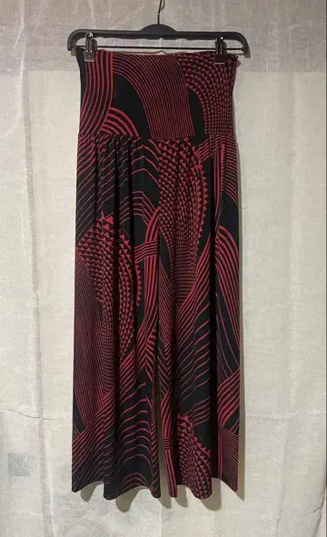 Kuulei Hawaii 빨간색과 블랙의 타파 패턴 와이드 팬츠