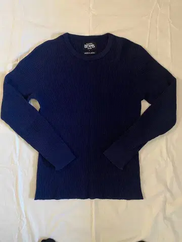 BEAMS 네이비 와플 T셔츠