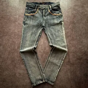 초레어 CLOUD72 스트레이트 데님 스터드 자수 아메카지 y2k 32