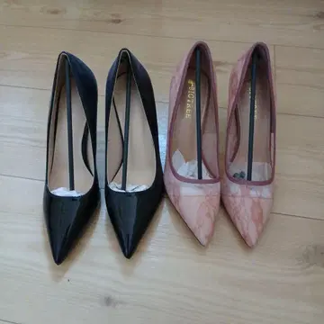 하이힐 2세트 높이 10cm 사이즈 36 블랙 핑크