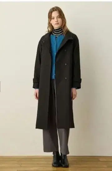 새상품 LE SOUK HOLIDAY 페이크 울 스탠드 카라 롱 코트