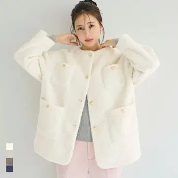 coca 코카 푸들 금장 버튼 노카라 코트 여성용