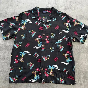 플라라니 하와이 SURF MICKEY 히비스커스 알로하 셔츠 L