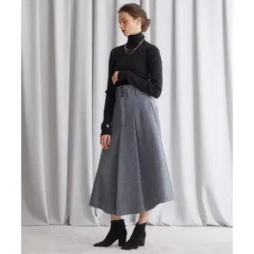 ELIN 트위드 롱 스커트 36 브라운