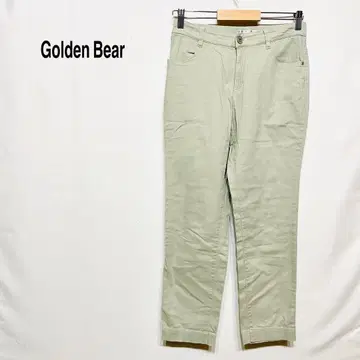 골든 베어 라이트 그린 치노 팬츠 스트레이트 타입 버튼 지퍼