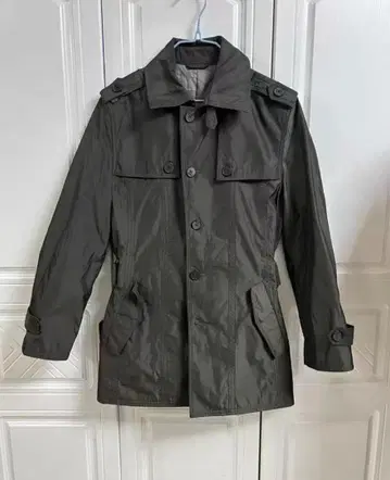 다크 그레이 트렌치코트 허리 벨트 포함