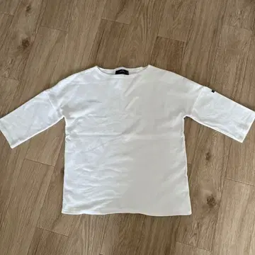 SAINT JAMES 화이트 오부 소매 T셔츠