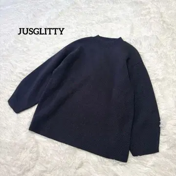 저스길리티 니트 네이비 M 상당 하이넥 깔끔한 울 혼방