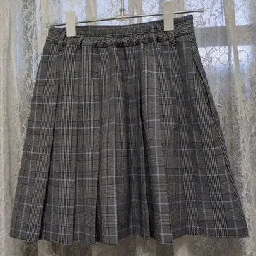 그레이 체크 플리츠 스커트