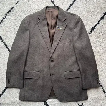 90s used tweed tailored jacket brown