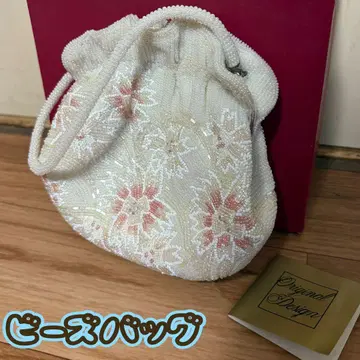 비즈 자수 핸드백 파티 bag 화이트, 핑크 꽃무늬