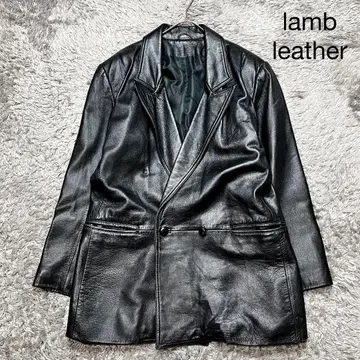 램 가죽 더블 브레스트 테일러드 자켓 블랙 프리 사이즈 새상품급